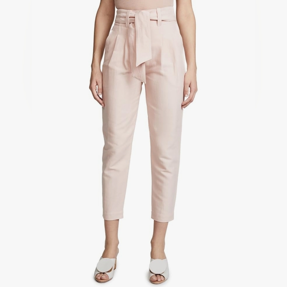 Joie June Elegant Tie High Waisted Pink Women's Cropped Pants Sz 12